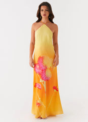 Chloe Maxi Dress Orange Floral