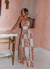 Carmel Maxi Dress Orange Blue Floral