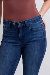 Hazel Blues® | Judy Blue Mid Rise Skinny Jeans with Raw Hem