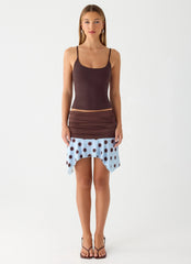 Being With You Mini Skirt Blue Mocha Dot