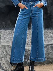 Hazel Blues® | Seam Detail Flared Bottom Ankle Length Jeans