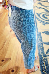 Hazel Blues® | Leopard Print High-Waisted Relaxed Fit Jeans