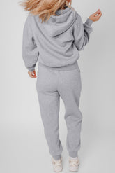 Hazel Blues® | Gray Solid Exposed Seams Hoodie and Joggers Activewear Set
