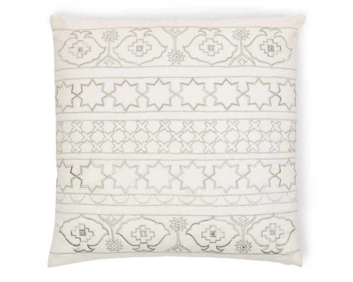 Damascus Silver Thread Embroidered Pillow