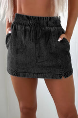 Hazel Blues® | Drawstring High Waist Denim Shorts