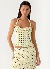 Breanne Top Yellow Polka Dot