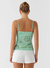 Be Alright Beaded Top Turquoise