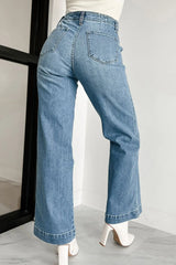 Hazel Blues® | Button Fly High Waist Jeans