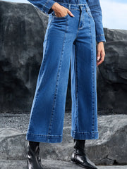 Hazel Blues® | Seam Detail Flared Bottom Ankle Length Jeans