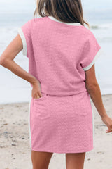 Hazel Blues® | Textured Round Neck Top and Skirt Set