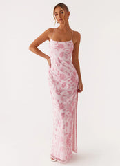 Bright Lights Beaded Maxi Dress Pink