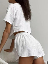 Hazel Blues® | Eyelet Round Neck Top and Shorts Set