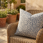 Deep Blue Reef Blue, cream Floral Luxury Throw Pillow