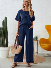 Hazel Blues® | Round Neck Half Sleeve Top and Pocketed Pants Set