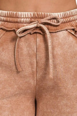 Hazel Blues® | Zenana Acid Wash Fleece Drawstring Shorts With Pockets