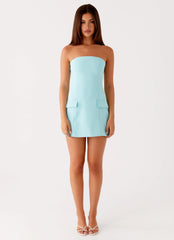 Allora Strapless Mini Dress Turquoise