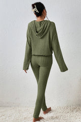 Hazel Blues® | Lettuce Hem Dropped Shoulder Hooded Top and Pants Set