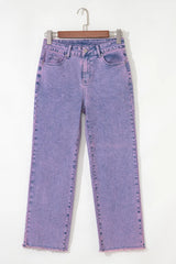 Hazel Blues® | Washed Raw Hem Cropped Jeans