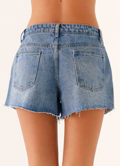 Davie Low Rise Denim Shorts Blue