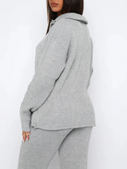 Hazel Blues® | Quarter Zip Long Sleeve Top and Pants Set