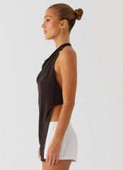 Altego Layered Backless Top Cool Chocolate