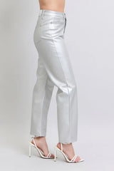 Hazel Blues® | Judy Blue High Waist Silver Faux Leather Pants