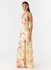 Colada Halter Maxi Dress Lemon Soleil