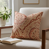 Enchanted Prairie Red and Beige Luxury Throw Pillow