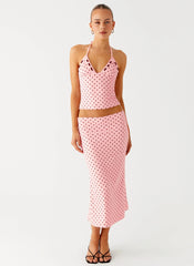 Bahama Low Rise Midi Skirt Strawberry Dot