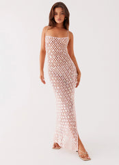 Calabria Crochet Maxi Dress Pink