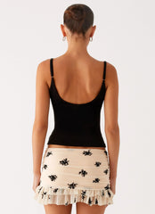 Blind Faith Flock Mini Skort Cream