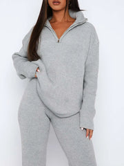Hazel Blues® | Quarter Zip Long Sleeve Top and Pants Set