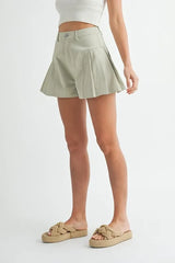 Hazel Blues® | MABLE Pleated High Waist Twill Shorts