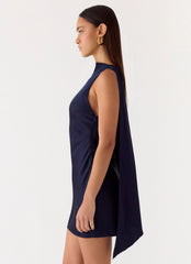 Cerina High Neck Mini Dress Navy