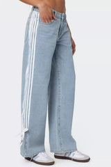 Hazel Blues® | Side Striped Loose Fit Jeans