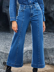 Hazel Blues® | Seam Detail Flared Bottom Ankle Length Jeans