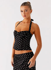 Breanne Top Black Polka Dot