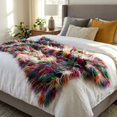 Fanciful Boho Plush Handmade Luxury Faux Fur Throw