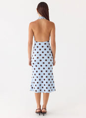 Awuku Midi Dress Blue Mocha Dot