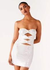 Clyra Sequin Mini Dress Ivory