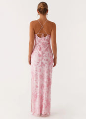 Bright Lights Beaded Maxi Dress Pink