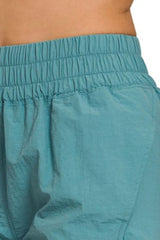 Hazel Blues® | Zenana Windbreaker Smocked Waistband Running Shorts