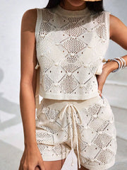 Hazel Blues® | Diamond Pattern Sleeveless Top and Shorts Knit Set