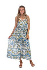 Felicia Jamewar Blue Long Summer Dress