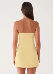 Della Strapless Mini Dress Yellow