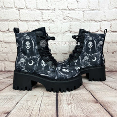 Goth Goddess chunky heel ankle boots