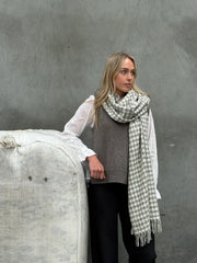 Houndstooth Grey and Natural Scarf 50cm