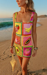 Lets Go Mini Dress ~ Fresh Fruit Embellishment