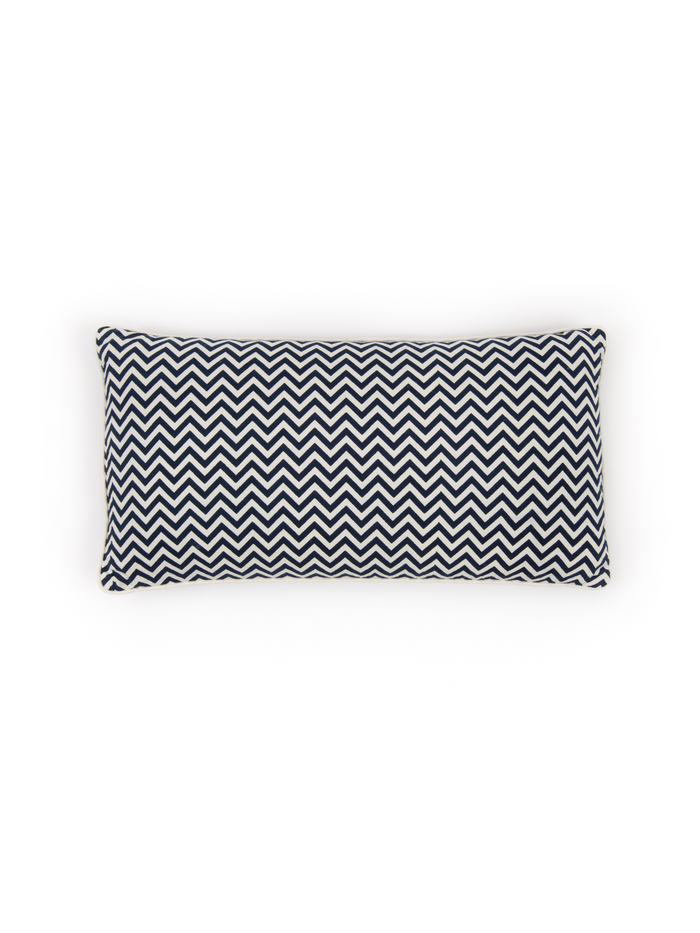 Indigo Chevron Decorative Pillow With Cording