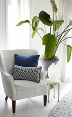 Indigo Chevron Decorative Pillow With Cording